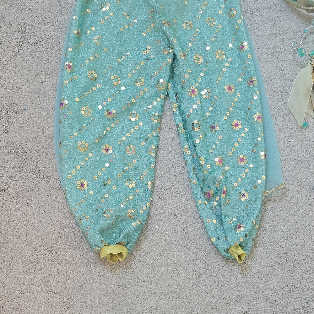 Sparkling Teal and Gold Costume Pants with Headband - Picture 6 of 9